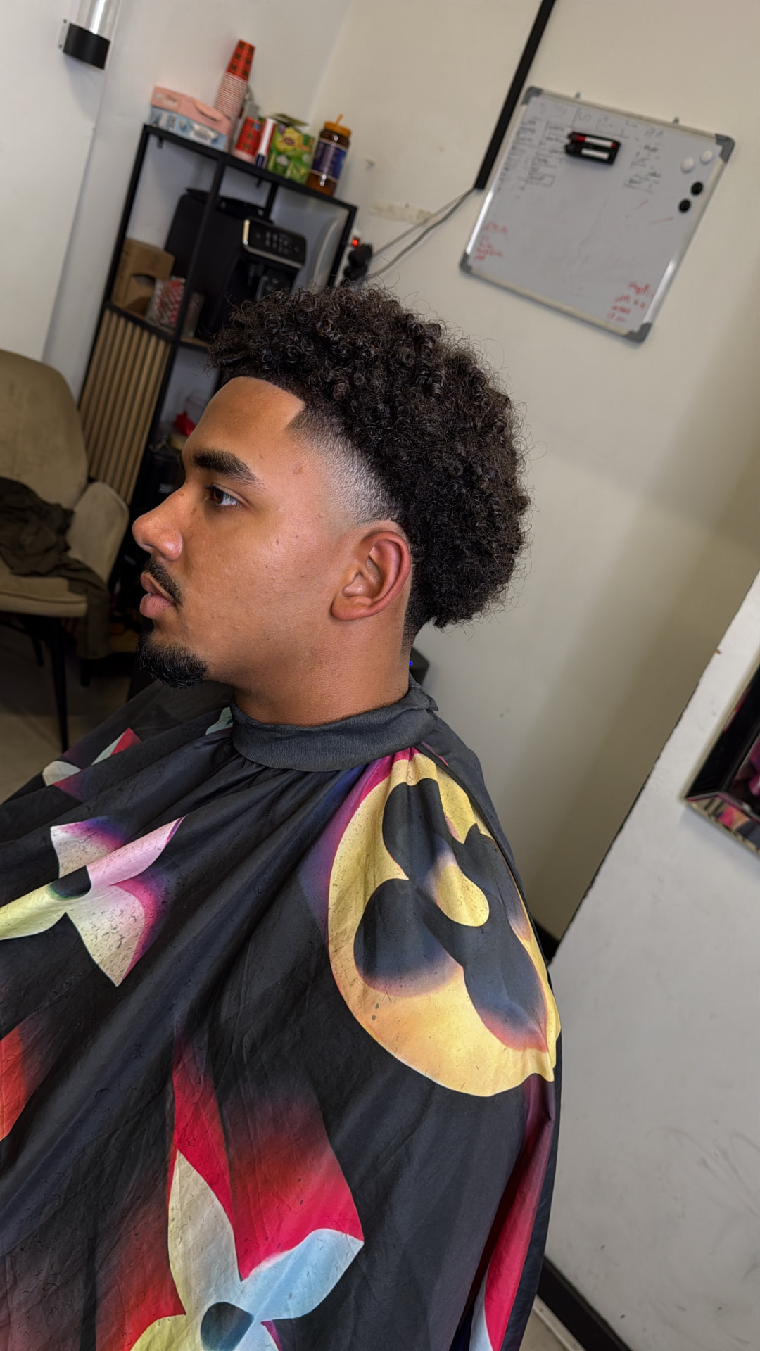 Curly taper fade